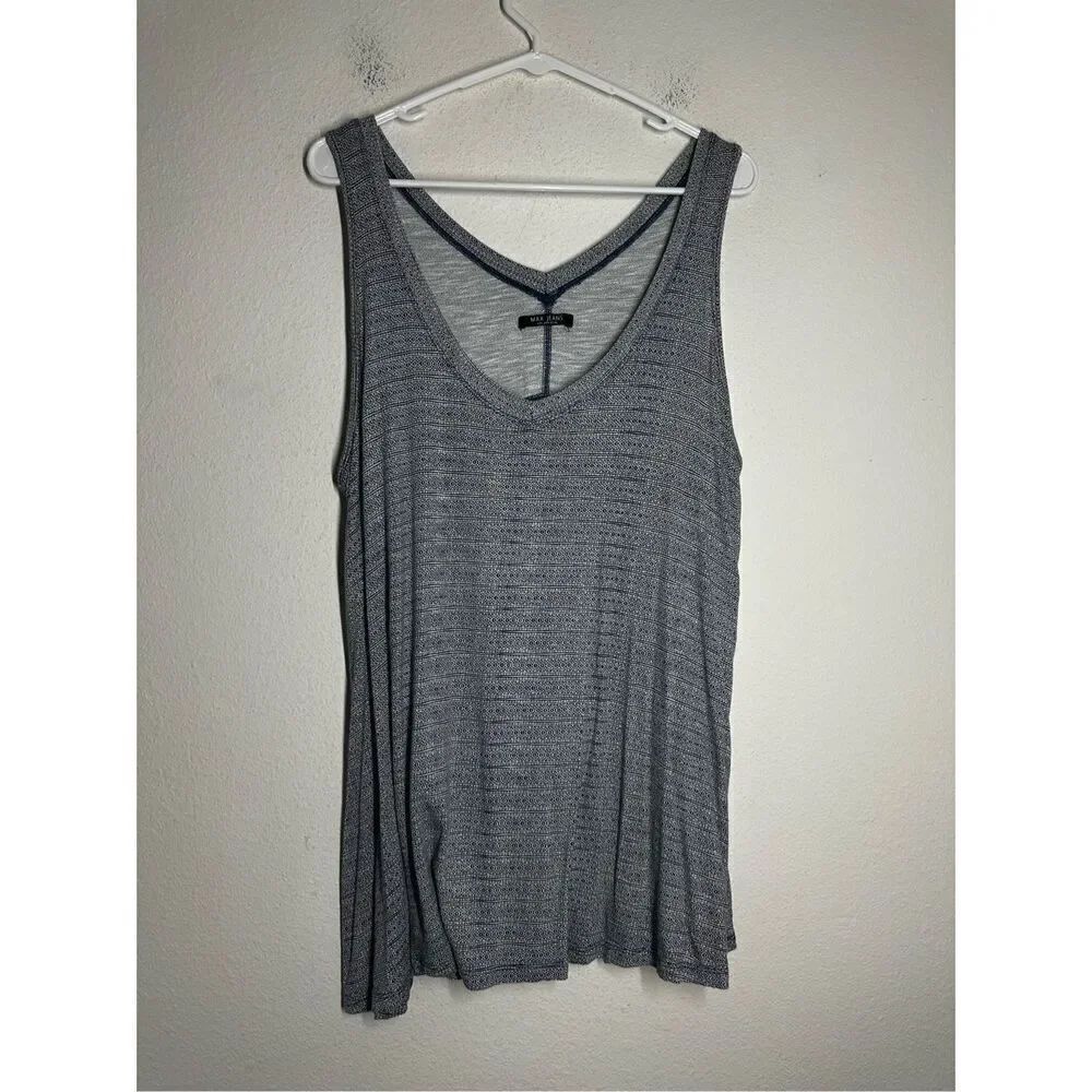 Max Jeans Womens Top Tunic V Neck Sleeveless Geometric Print Rayon Blend Size L